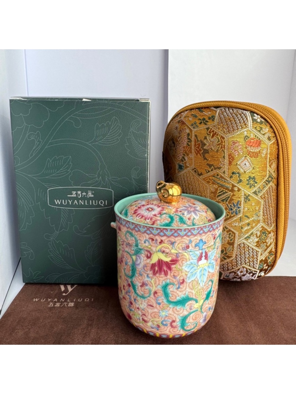 Chinese Jingdezhen Travel Tea Set Portable Porcelain Teapot Cups Case Outdoor